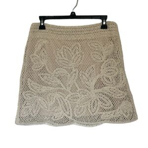 Skies Are Blue Cream Crochet Mini Skirt